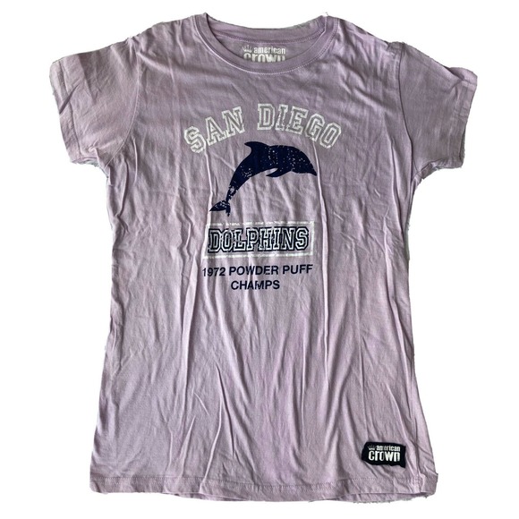 American Crown Other - American Crown San Diego Dolphins T Shirt Sz L Purple Powder Puff Football 1972